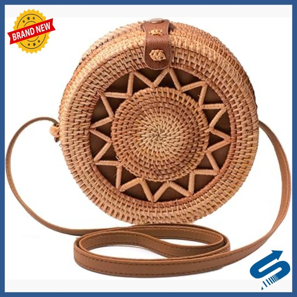 Large Rattan Woven Hobo Shoulder Bag for Beach Vacation Travel
